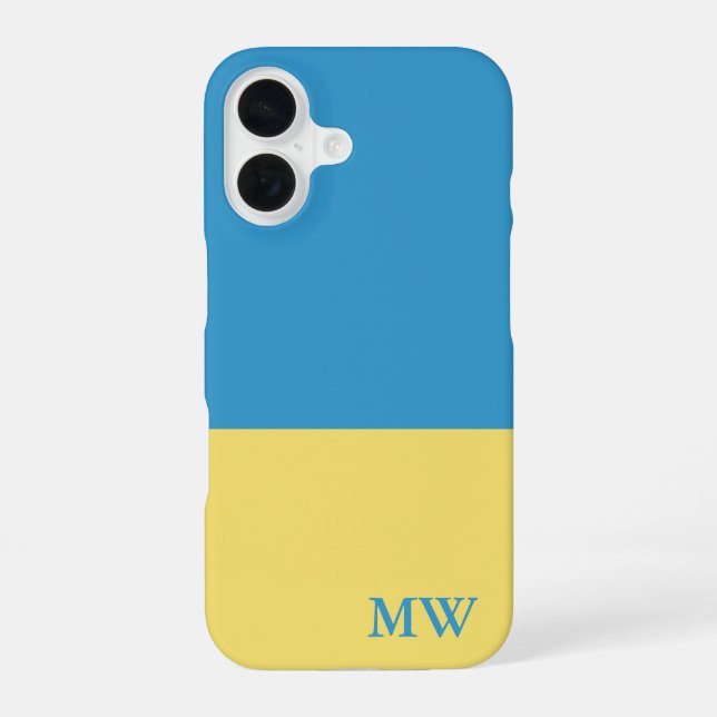 Monogram Color Block Sky Blue & Yellow Iphone Case (Back)
