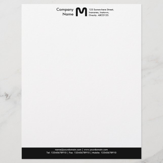 Monogram Color Footer - Black Letterhead (Front)