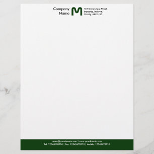 Monogram Color Footer - Dark Green Letterhead