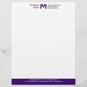 Monogram Color Footer - Dark Purple Letterhead