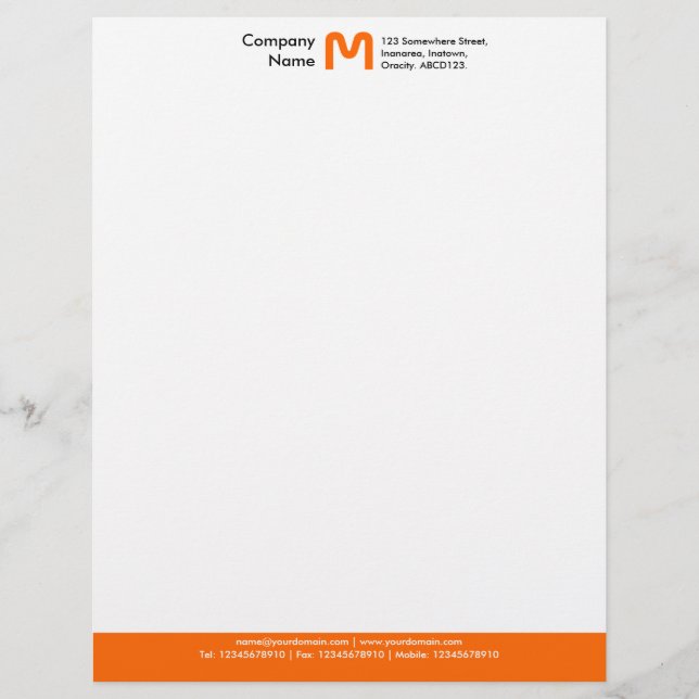 Monogram Color Footer - Orange Letterhead (Front)