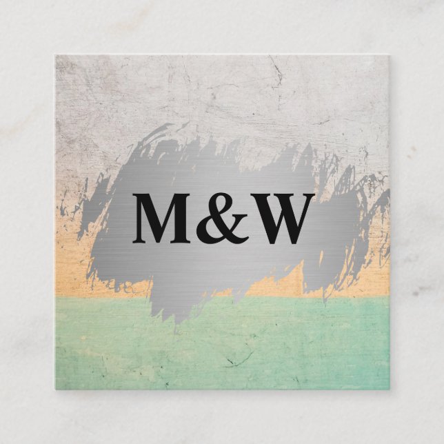 Monogram | Color Slate Background Square Business Card (Front)