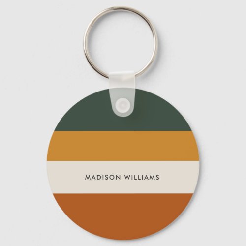 Monogram Colorblock Horizontal Stripe Minimalist   Keychain