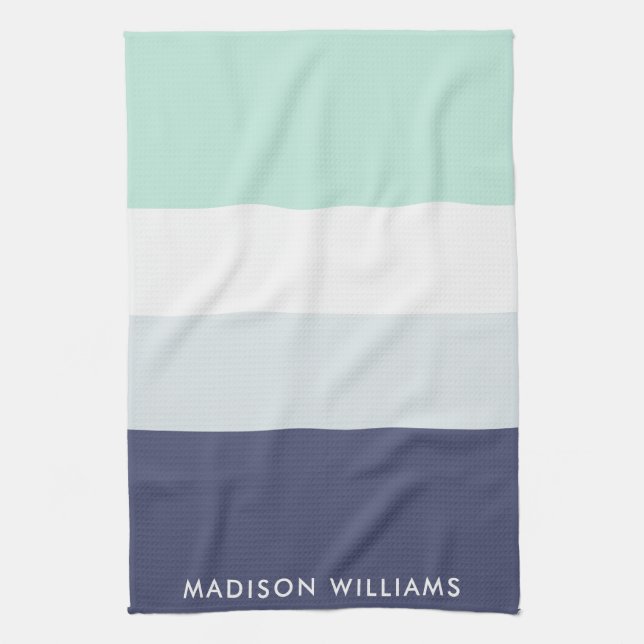 Monogram Colorblock Horizontal Stripe Stylish  Kit Kitchen Towel (Vertical)