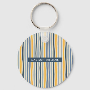 Monogram Colored Lines Modern Minimalist Keychain