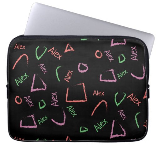 Monogram Colorful Abstract Shapes Laptop Sleeve