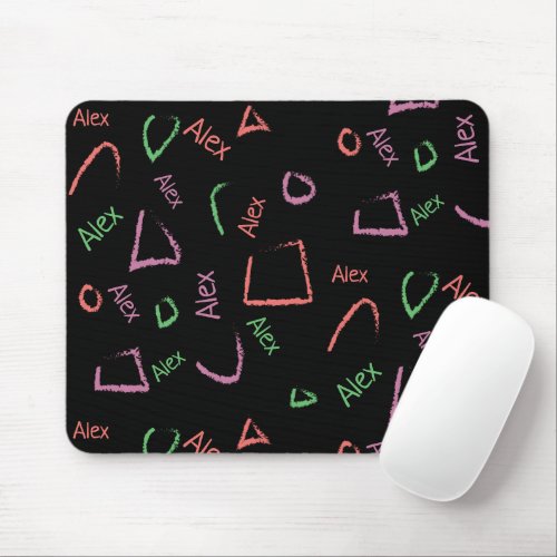 Monogram Colorful Abstract Shapes Mouse Pad