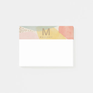 Monogram Colorful Abstract Shapes Post-It Notes