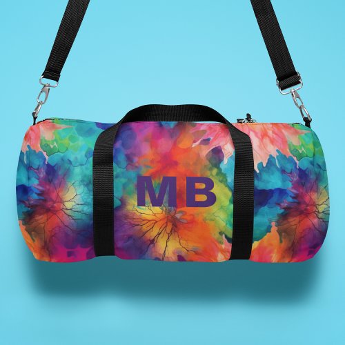 Monogram Colorful Abstract Watercolor Personalized Duffle Bag