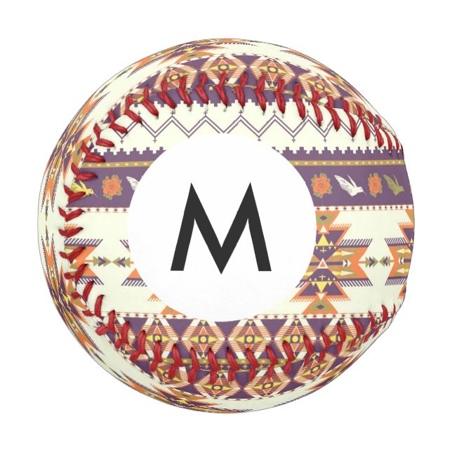 Monogram Colorful aztec pattern Baseball (Front Left)