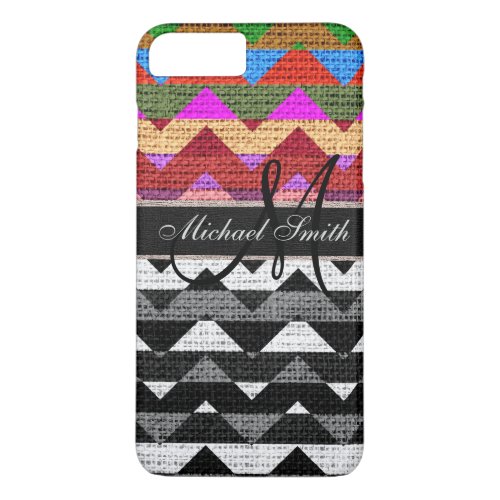 Monogram Colorful Chevron Zigzag Burlap Jute 7 iPhone 8 Plus7 Plus Case