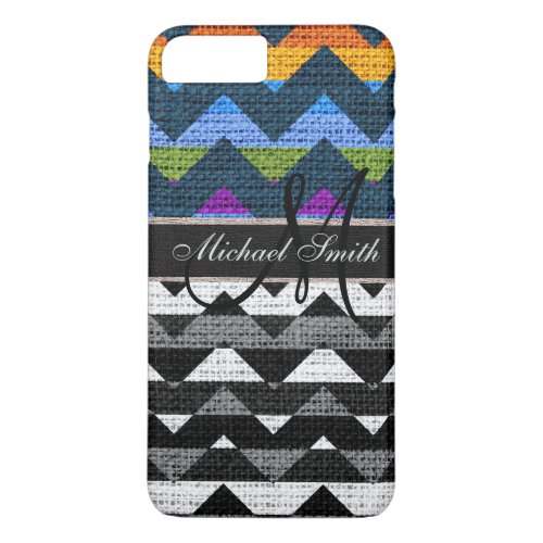 Monogram Colorful Chevron Zigzag Burlap Jute 8 iPhone 8 Plus7 Plus Case