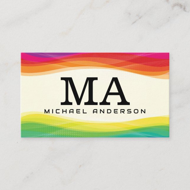 Monogram | Colorful Digital Background Business Card (Front)