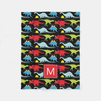 Monogram | Colorful Dinosaurs Fleece Blanket