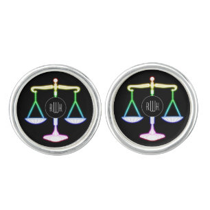 Monogram   Colorful Glowing Scales of Justice Cufflinks