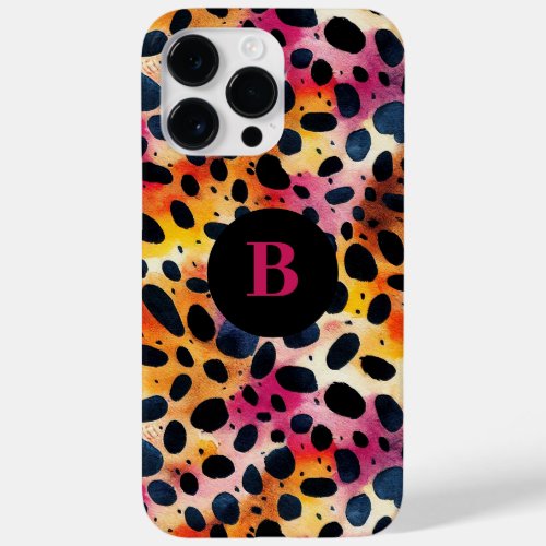 Monogram Colorful Modern Leopard Print  Case_Mate iPhone 14 Pro Max Case