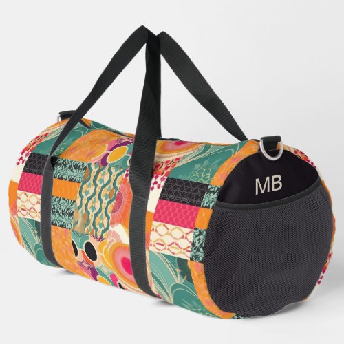 Monogram Colorful Modern Patchwork Pattern Duffle Bag