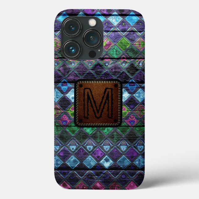 Monogram Colorful Mosaic Pattern Case-Mate iPhone Case (Back)