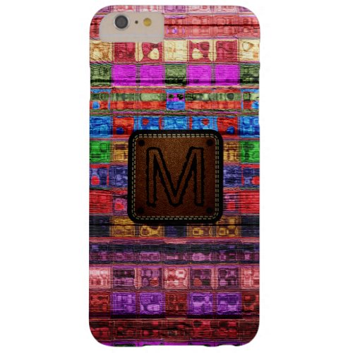 Monogram Colorful Mosaic Pattern Wood Look 10 Barely There iPhone 6 Plus Case