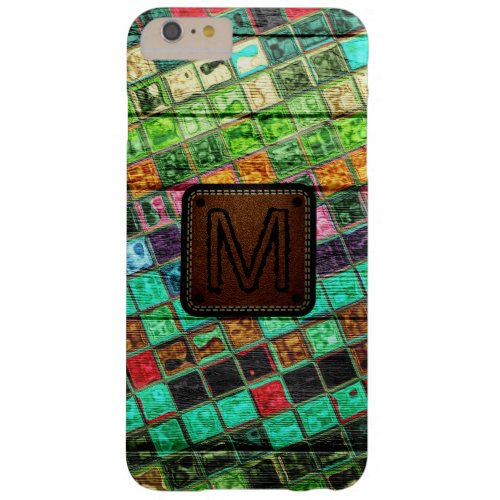 Monogram Colorful Mosaic Pattern Wood Look 15 Barely There iPhone 6 Plus Case
