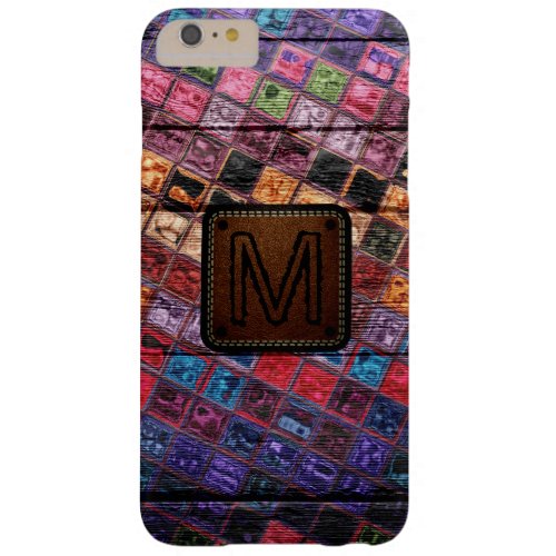 Monogram Colorful Mosaic Pattern Wood Look 16 Barely There iPhone 6 Plus Case