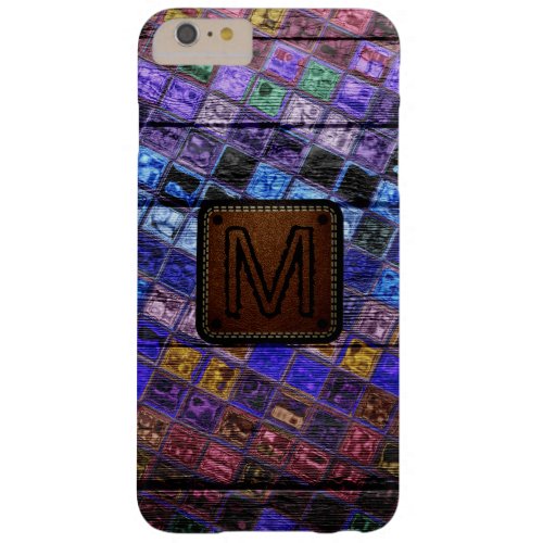 Monogram Colorful Mosaic Pattern Wood Look 17 Barely There iPhone 6 Plus Case