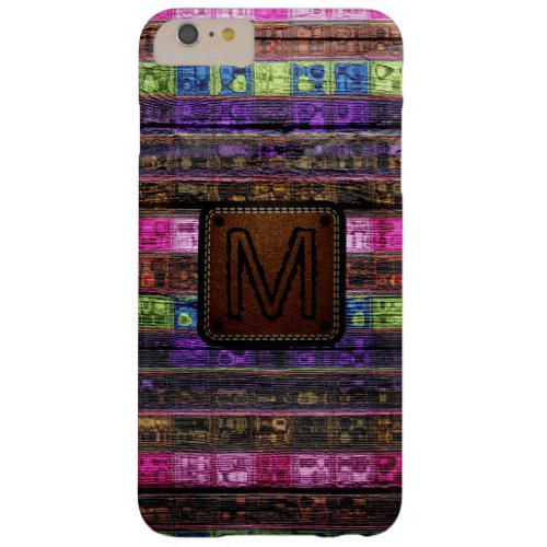 Monogram Colorful Mosaic Pattern Wood Look 18 Barely There iPhone 6 Plus Case