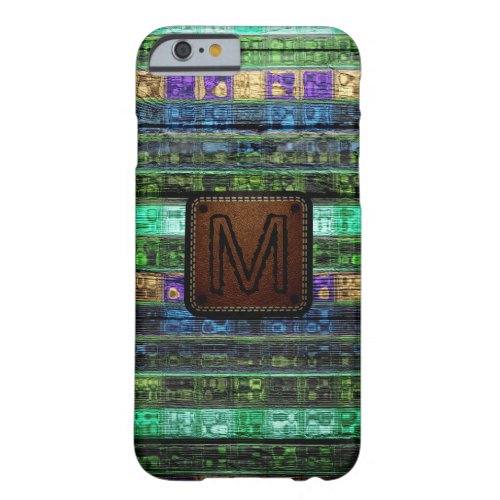 Monogram Colorful Mosaic Pattern Wood Look 19 Barely There iPhone 6 Case