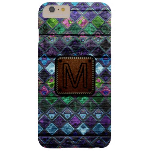 Monogram Colorful Mosaic Pattern Wood Look 20 Barely There iPhone 6 Plus Case