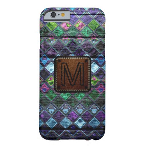 Monogram Colorful Mosaic Pattern Wood Look 20 Barely There iPhone 6 Case