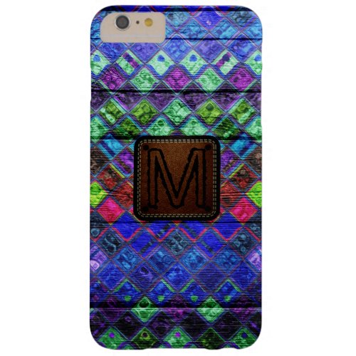 Monogram Colorful Mosaic Pattern Wood Look 2 Barely There iPhone 6 Plus Case
