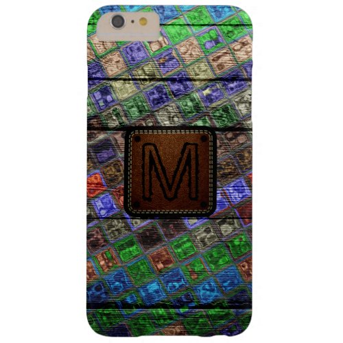 Monogram Colorful Mosaic Pattern Wood Look 6 Barely There iPhone 6 Plus Case