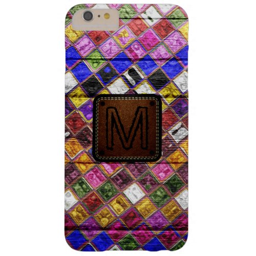 Monogram Colorful Mosaic Pattern Wood Look 7 Barely There iPhone 6 Plus Case