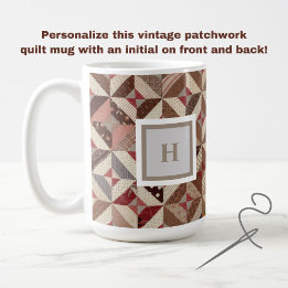 Monogram Colorful Patchwork Quilt Coffee Mug