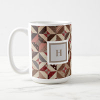 Monogram Colorful Patchwork Quilt Coffee Mug