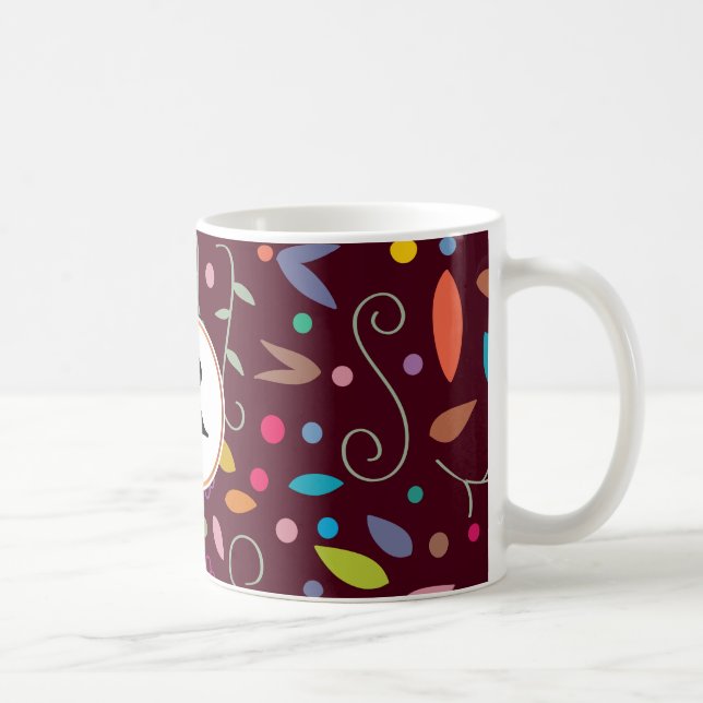 monogram & colorful patterned coffee mug (Right)