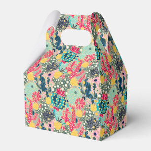 Monogram Colorful Polka Dot Cactus Pattern Favor Boxes