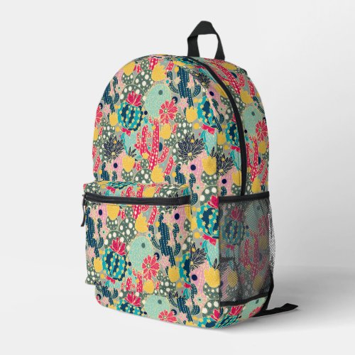 Monogram  Colorful Polka Dot Cactus Pattern Printed Backpack
