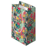 Monogram | Colorful Polka Dot Cactus Pattern Small Gift Bag