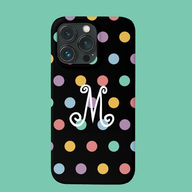 Monogram Colorful Polka Dots Case-Mate iPhone Case (Creator Uploaded)