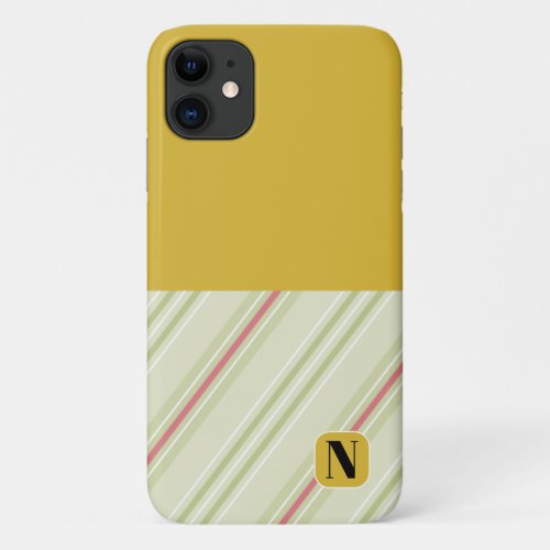 Monogram Colorful retro pattern and color l Yellow iPhone 11 Case