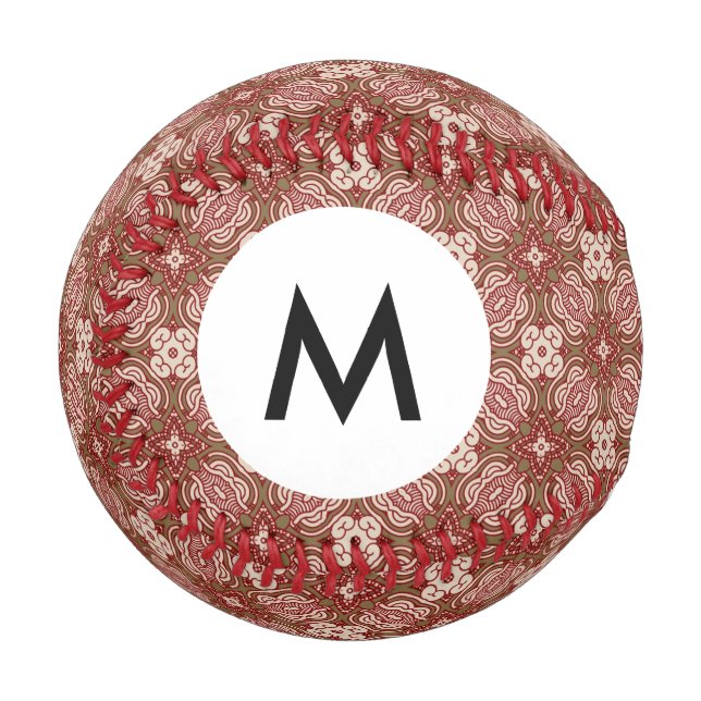Monogram Colorful retro pattern background 4 Baseball (Front Left)