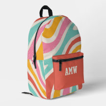 Monogram Colorful Retro Wavy Stripes