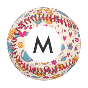 Monogram Colorful romantic pattern Baseball