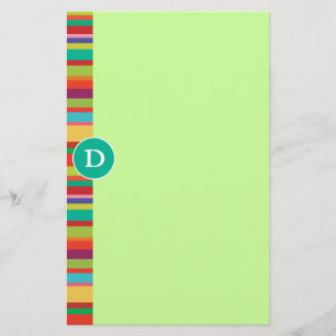 Monogram Colorful Stripes Customizable Stationery