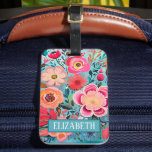 Monogram Colorful Stylish Floral Pattern Luggage Tag<br><div class="desc">Personalize this pretty luggage tag for your next trip. A classy edition to your luggage. Designed for you by Blackberry Boulevard.</div>