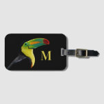 Monogram Colorful Tropical Bird Black Toucan Luggage Tag at Zazzle