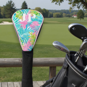Monogram Colorful Tropical Leaves Custom Golf Head Cover