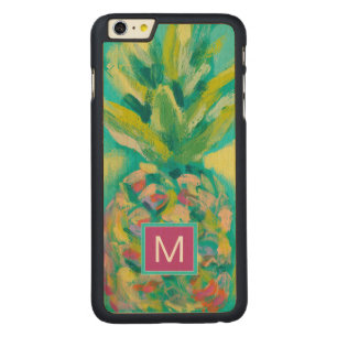 Monogram Colorful Tropical Pineapple Carved Maple iPhone 6 Plus Case