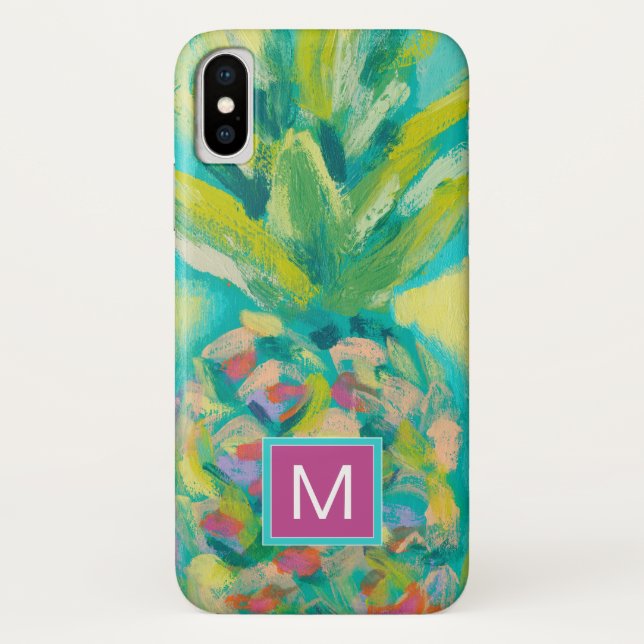 Monogram | Colorful Tropical Pineapple Case-Mate iPhone Case (Back)